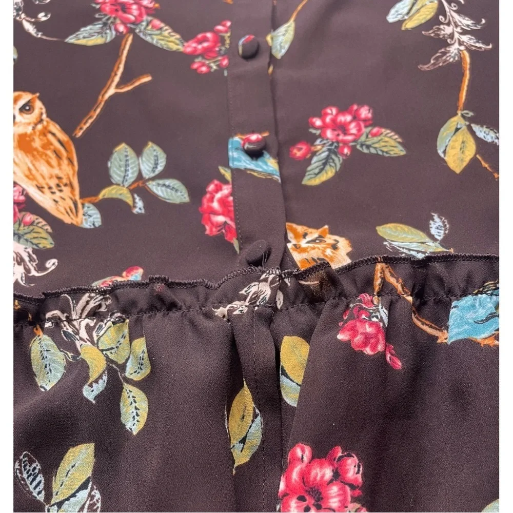 Disney Snow White LC Lauren Conrad Collection Women’s Small Brown Floral Blouse